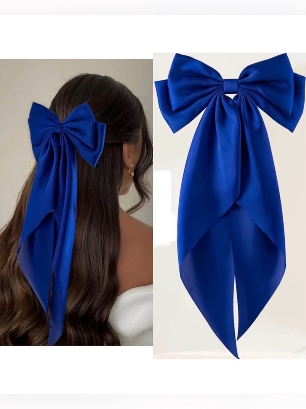 NEW Royal Blue Satin Hair Bow Adult/Youth Size